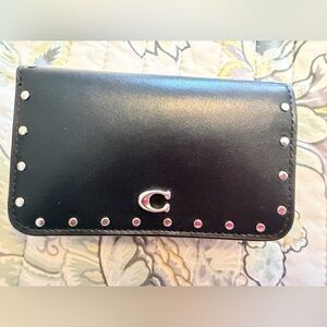 Coach Black Rivets Snap Cardholder